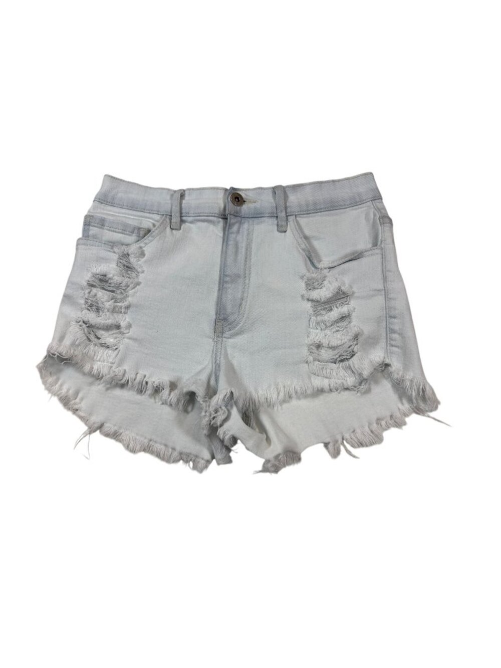 Gypsy Warrior Distressed Denim Shorts Light Wash Frayed Hem Size M (K636)